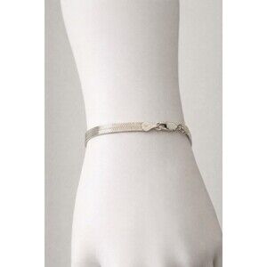 Vintage 925 Italy Sterling Silver Herringbone Bracelet Stiff Link 7–7.5”